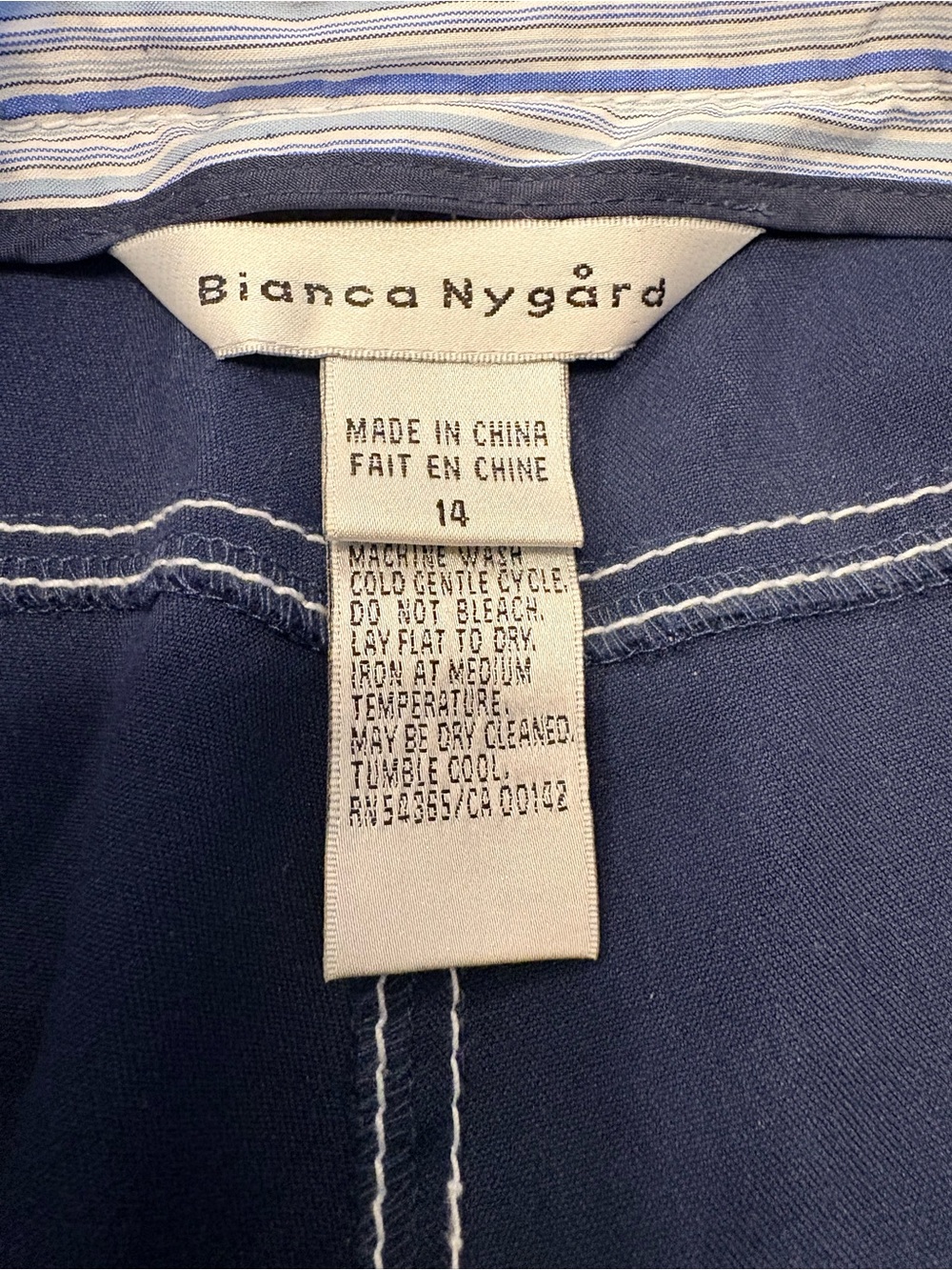 Bianca Nygard Classic Straight-Leg Navy Trousers - Size 14 - Picture 2 of 7